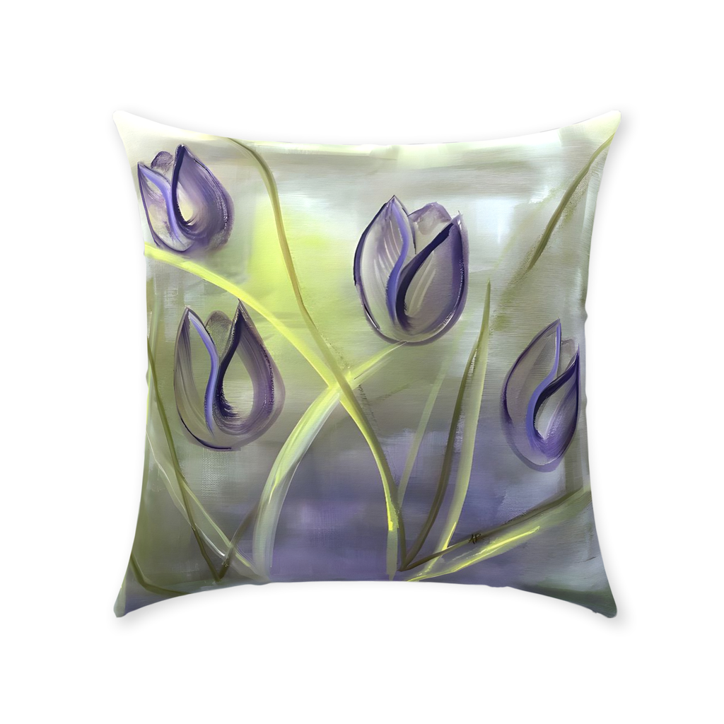 Prple_Gold_Green_Tulip_Passion_pillow_featuring_the_Passion_painting_from_the_Floral_Awakening_Collection_by_Arlene_Passarella_for_Give_ilo