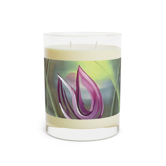 Harmony Scented Candle featuring the Harmony magenta expressive tulips painting by Arlene Passarella from her Floral Awakening collection for Give ilo