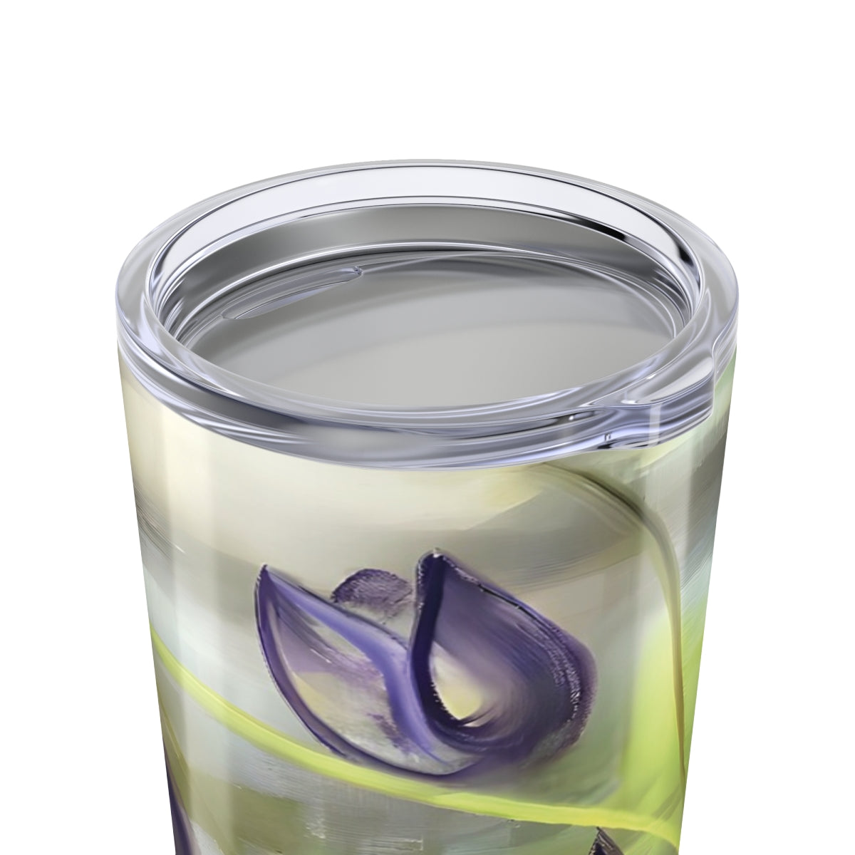 Purple gold and green Passion_Tumbler_featuring_the_Passion_painting_from_the_Floral_Awakening_collection_by_Arlene_Passarella_for_Give_ilo_close_up